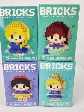 Bricks Micro‎ Building Blocks - Elsa, Ariel, Cinderella, Snow White (set of 4)
